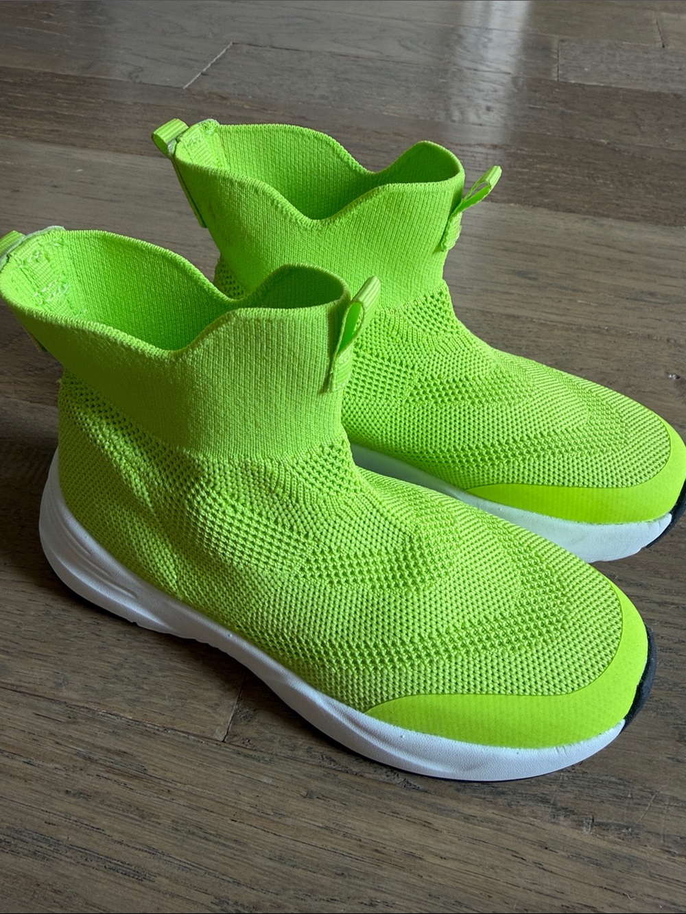 Kids Neon Green Slip-On Knit Sneakers 11C